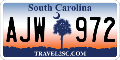 SC license plate AJW972
