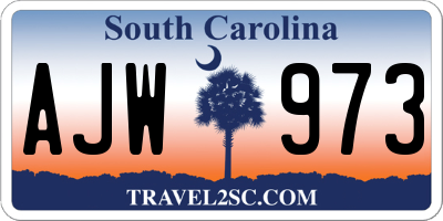 SC license plate AJW973