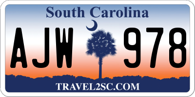 SC license plate AJW978