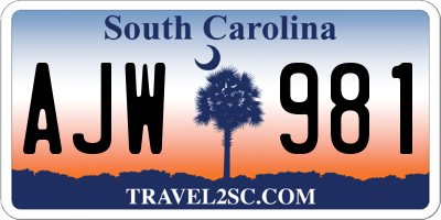 SC license plate AJW981