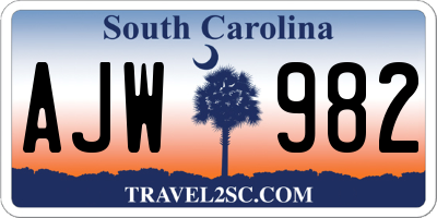 SC license plate AJW982