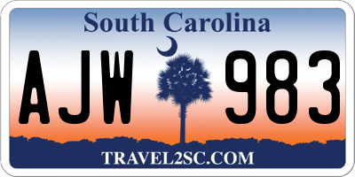 SC license plate AJW983