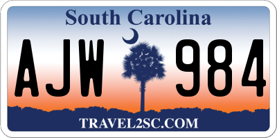 SC license plate AJW984