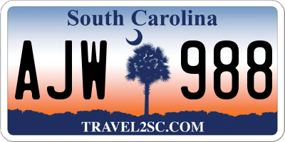 SC license plate AJW988