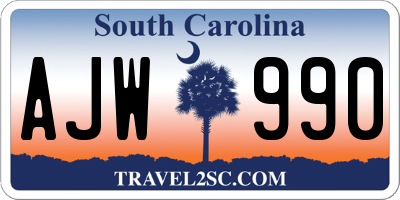 SC license plate AJW990