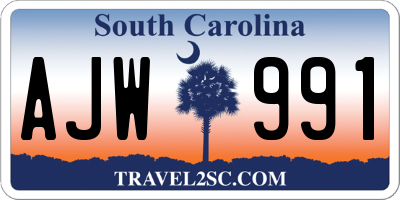 SC license plate AJW991