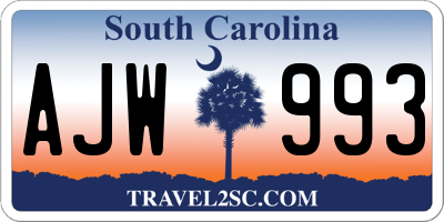 SC license plate AJW993