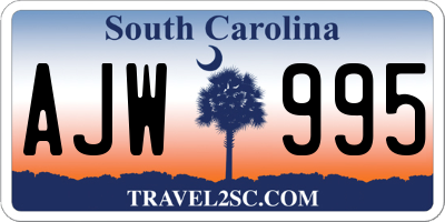 SC license plate AJW995