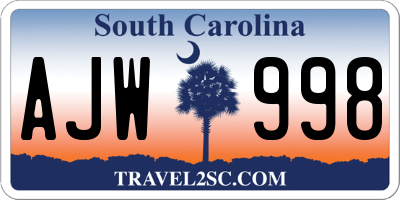 SC license plate AJW998
