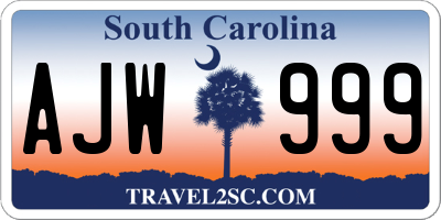 SC license plate AJW999