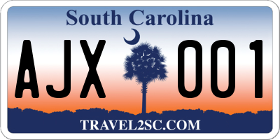 SC license plate AJX001