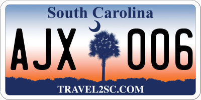 SC license plate AJX006