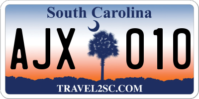 SC license plate AJX010
