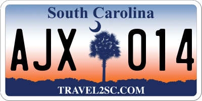 SC license plate AJX014