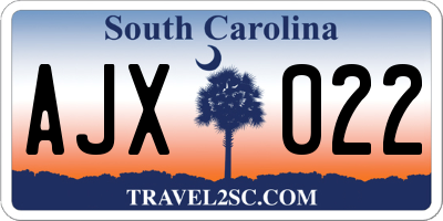 SC license plate AJX022