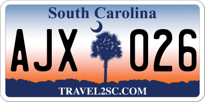 SC license plate AJX026