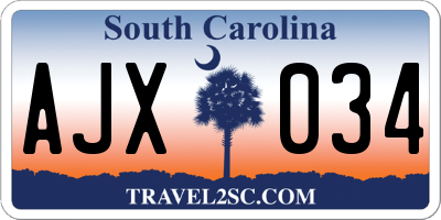 SC license plate AJX034