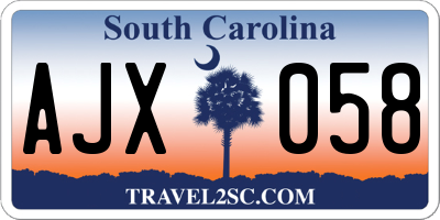 SC license plate AJX058