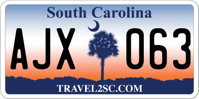 SC license plate AJX063