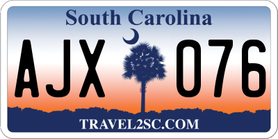 SC license plate AJX076
