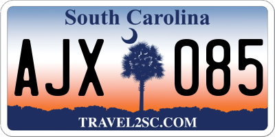 SC license plate AJX085