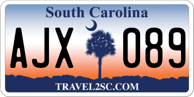 SC license plate AJX089