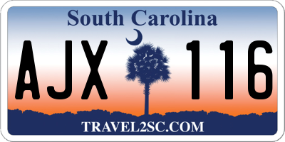 SC license plate AJX116
