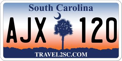 SC license plate AJX120