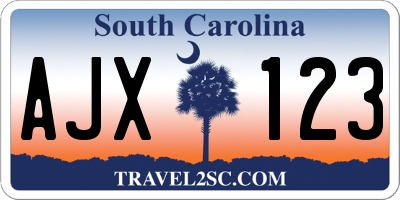 SC license plate AJX123