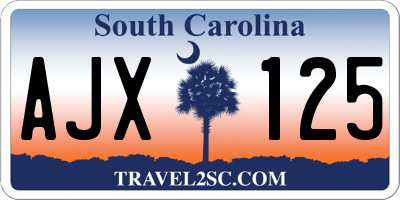 SC license plate AJX125