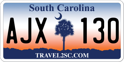 SC license plate AJX130