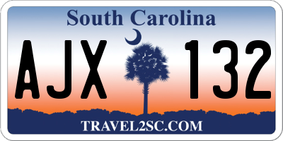 SC license plate AJX132