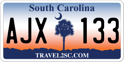 SC license plate AJX133