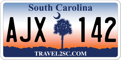 SC license plate AJX142