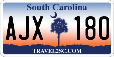 SC license plate AJX180
