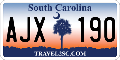 SC license plate AJX190