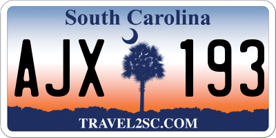 SC license plate AJX193