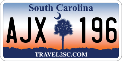 SC license plate AJX196