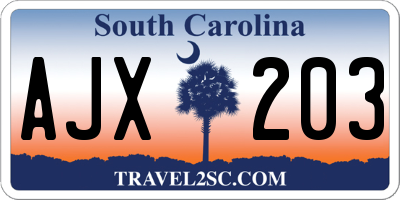 SC license plate AJX203