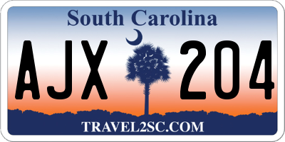 SC license plate AJX204