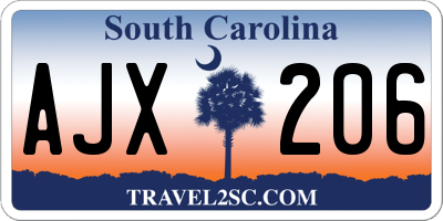 SC license plate AJX206