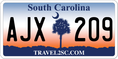 SC license plate AJX209