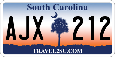 SC license plate AJX212