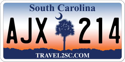 SC license plate AJX214