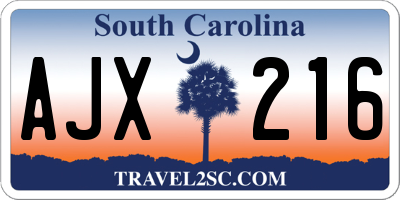 SC license plate AJX216