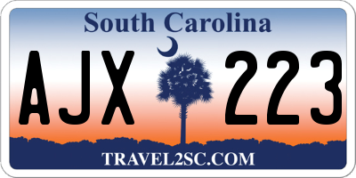 SC license plate AJX223