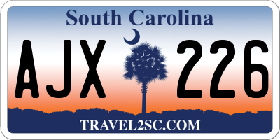 SC license plate AJX226