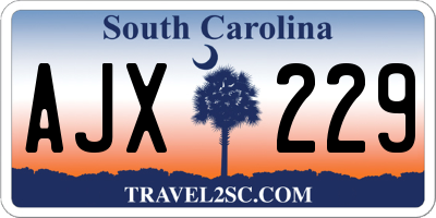 SC license plate AJX229
