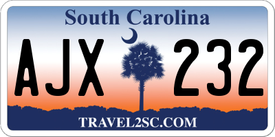 SC license plate AJX232