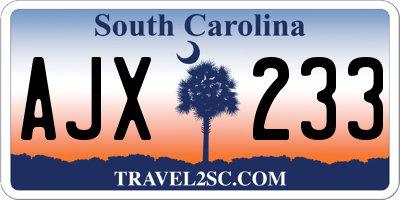 SC license plate AJX233